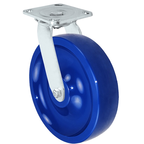 8" Stainless Swivel Caster, Solid Polyurethane Wheel, 1,000lbs Capac